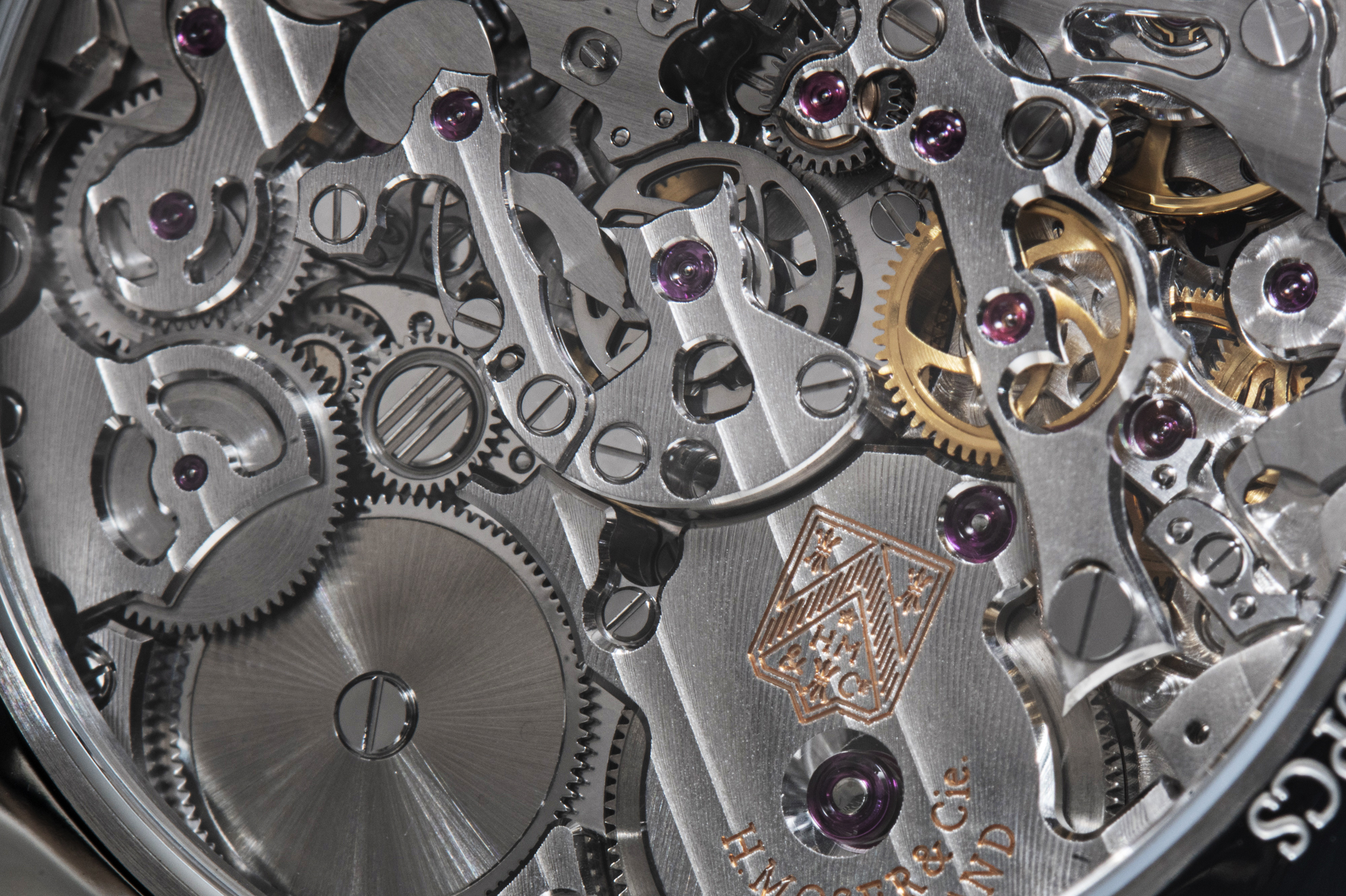H Moser & Cie Streamliner Flyback Chronograph movement close up