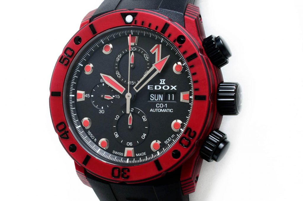 Edox Automatic Chronograph Carbon C-01 - red