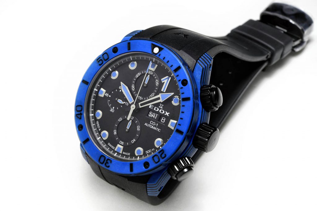 Edox Automatic Chronograph Carbon C-01 - blue